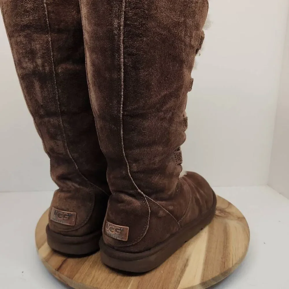 UGG Whitley Tall Lace-up Women's Sheepskin Winter Boots Size 9 Brown